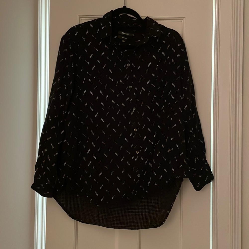 Madewell Oversized Ex-Boyfriend Shirt in Zigzag Ikat Size M